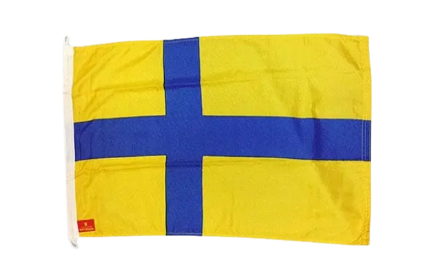 Östergötland landskapsflagga, gul med blått kors