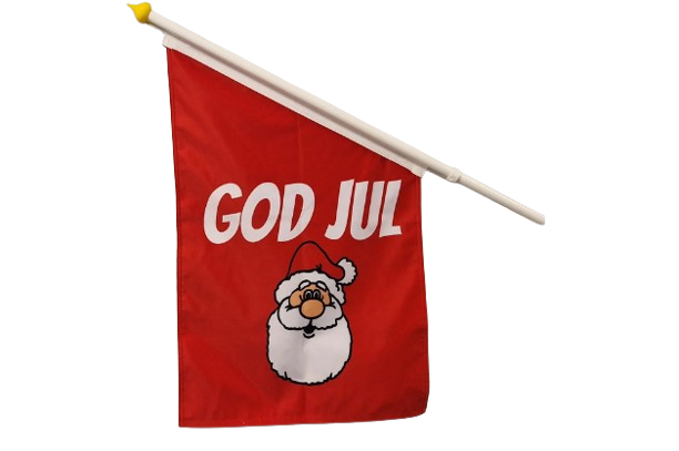 God Jul-fasadflagga röd Flaggfabriken Kronan