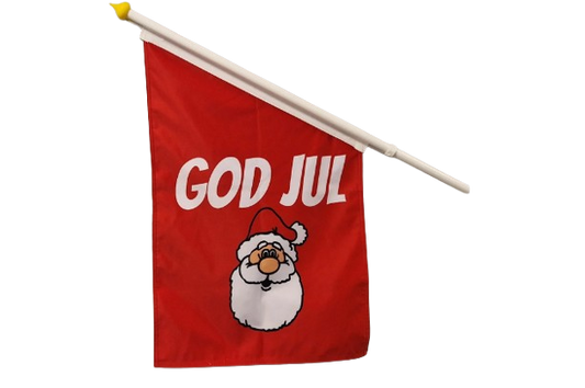 God Jul-fasadflagga röd Flaggfabriken Kronan