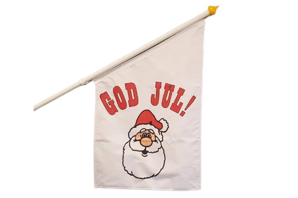 God Jul-fasadflagga vit Flaggfabriken Kronan