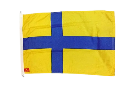 Östergötland landskapsflagga, gul med blått kors