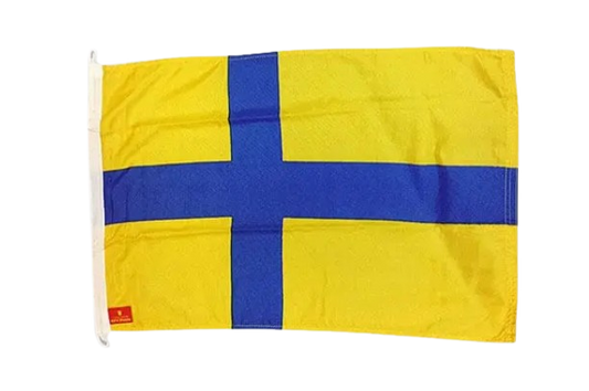 Östergötland landskapsflagga, gul med blått kors
