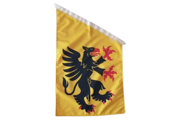 Södermanlands landskapsflagga, gul fasadflagga med svart målning
